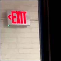 exit sign in E. Sibley seen from fire stair